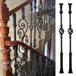 Metal Demir Merdiven Korkulukları Güverte Tavan Giriş Yolu Ön Sundurma için 2 inç Kalın Kare Mil Düz Ayakkabı ile Ev ve Otel için Mükemmel 2 Paket H 120 cm/47.2in