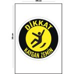 Metal Dikkat Kaygan Zemin - Yuvarlak 20CM x 30CM A4 Büyüklüğünde Uyarı Levhası Yönlendirme Tabelası - 20 cm x 30 cm