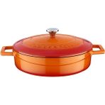 Metal Döküm Çok Amaçlı Yayvan Tencere, Trendy, 24 Cm, 2.47 L, Turuncu