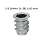 Metal Dübel Ahşap Mobilya Bağlantı Zamak Vida Yuvası M6 8X10 10 Adet