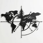 Metal Dünya Haritası Duvar Sanatı Dünya Haritası Dağlar 3D Duvar Silueti Metal Duvar Dekoru Ev Ofis Yatak Odası Oturma Odası Dekorasyonu (Siyah, 40" G x 30" Y / 101x76cm)