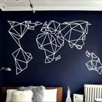 Metal Dünya Haritası Duvar Sanatı - Geometrik Dünya Haritası - 3D Duvar Silueti Metal Duvar Dekoru Ev Ofis Dekorasyonu Yatak Odası Oturma Odası Dekor Heykel Beyaz (59 inç G x 34 inç Y /150 x 86 cm)