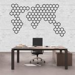 Metal Dünya Haritası Duvar Sanatı, Petekler Geometrik Dünya Haritası Dekoru, Metal Duvar Dekoru, İç Dekorasyon (47" G x 29" Y / 120x73cm)