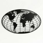 Metal Dünya Haritası Küre Metal Duvar Sanatı 3D Duvar Silueti Metal Duvar Dekoru Ev Dekorasyonu Metal Tabela Dünya Haritası Duvar Sanatı (40 inç G x 22 inç Y / 101x56 cm)