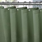 Metal Duş Perdesi Halkalı Waffle Duş Perdesi Kumaş Tekstil Küvet Perdesi Kalıp Önleyici Banyo Perdesi Seti Su Geçirmez Küvet Perdesi Ağır Duş Perdesi Banyo - 92 x 182cm (Yeşil)