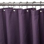 Metal Duş Perdesi Halkalı Waffle Duş Perdesi Kumaş Tekstil Küvet Perdesi Kalıp Önleyici Banyo Perdesi Suya Dayanıklı Küvet Perdesi Ağır Duş Perdesi Banyo - 92 x 182cm (Mor)