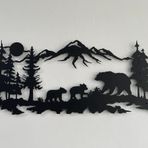 Metal Duvar Dekoru, Ayı Ailesi, Ev Oturma Odası Dekoru, Duvar Tabelası, Metal Duvar Sanatı, İç Dekorasyon, İç Mekan Dış Mekan Askıları (117x51cm)