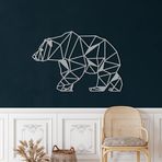 Metal Duvar Dekoru, Ayı, Ev Oturma Odası Dekoru, Duvar Tabelası, Metal Duvar Sanatı, İç Dekorasyon, İç Mekan Dış Mekan Askıları, Gümüş (*36" G x 24" Y / 91x61 cm)