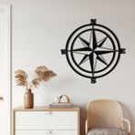 Metal Duvar Dekoru, Pusula, Ev Oturma Odası Dekoru, Duvar Tabelası, Metal Duvar Sanatı, İç Dekorasyon, İç Mekan Dış Mekan Askıları (60 x 60 cm)
