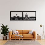 Metal Duvar Dekoru, Washington Dc, Ev Oturma Odası Dekoru, Duvar Levhası, Metal Duvar Sanatı, İç Dekorasyon, İç Mekan Dış Mekan Askıları (*39" G x 14" Y / 100x35cm)