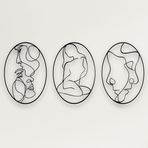Metal Duvar Dekoru, Yüzler, Ev Dekorasyonu, Duvar Tabelası, Metal Duvar Sanatı, İç Dekorasyon, İç Mekan Dış Mekan Askıları, Minimalist Sanat, Çizgi Sanatı (*46G x 32" Y / 118x81cm Her Bir Çerçeve