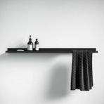 Metal Duvar Rafı Mat Siyah 60 cm | 1.5 mm Dkp Çelik, Havlu Askılı, Elektrostatik Toz Boyalı, Banyo-Mutfak Organizer