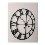 Metal Duvar Saati, Roma Rakamlı, Büyük Boy, 90x90 cm, Siyah
