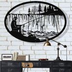Metal Duvar Sanatı, Balıkçı Duvar Sanatı, Büyük Metal Duvar Dekoru, İç Dekorasyon, Doğa Duvar Sanatı, Balıkçılık Duvar Sanatı, Balıkçı Dekoru (47" G x 32" Y / 120x80 cm)
