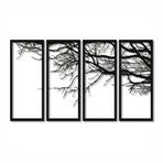 Metal Duvar Sanatı, Metal Duvar Dekoru, Hayat Ağacı, 4 Panel Duvar Sanatı, Çerçeveli Metal Duvar Heykeli, Büyük Çerçeveli Duvar Tabelası, Ev Dekoru Duvar Sanatı (*47" G x 24" Y / 120x60 cm)