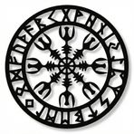 Metal Duvar Sanatı, Metal Viking Dekoru, İskandinav Mitolojisi Vegvisir Rünleri ve Sembolleri, Metal Duvar Dekoru, Ev Dekoru, İç Dekorasyon (35" G x 35" Y / 90x90 cm)