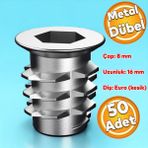 Metal Euro Disli Dubel Ahsap Dubeli M6 8X16 Dis Cinko Mobilya Baglanti Unite Birlestirme (50 Adet)