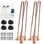 Metal Firkete Masa Ayakları 4'lü Set Modern 2 Çubuk Tasarım Sehpa Tezgah Sandalyesi Masa Kendin Yap Mobilya Ayakları Vidalar ve Koruyucu Ayaklar için Pembe Altın Kaplama 30 cm (12 inç)