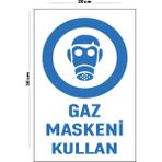Metal Gaz Maskeni Kullan 20CM x 30CM A4 Büyüklüğünde Uyarı Levhası Yönlendirme Tabelası - 20 cm x 30 cm
