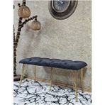 Metal Gold Tel Ayaklı 100 cm Puf Bench - Puf - Bench - Oturak - Mutfak Oturağı - Antre Oturağı Füme Renk 100 x 40 Boyut/ebat - Çok Renkli