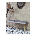 Metal Gold Tel Ayaklı 100 Cm Puf Bench - Puf - Bench - Oturak - Mutfak Oturağı - Antre Oturağı Gri Renk 100 X 40 Boyut/Ebat
