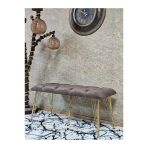 Metal Gold Tel Ayaklı 100 Cm Puf Bench - Puf - Bench - Oturak - Mutfak Oturağı - Antre Oturağı Kahverengi Renk 100 X 40 Boyut/Ebat