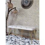 Metal Gold Tel Ayaklı 100 cm Puf Bench - Puf - Bench - Oturak - Mutfak Oturağı - Antre Oturağı Krem Renk 100 x 40 Boyut/ebat - Çok Renkli