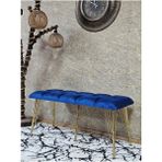 Metal Gold Tel Ayaklı 100 cm Puf Bench - Puf - Bench - Oturak - Mutfak Oturağı - Antre Oturağı Mavi Renk 100 x 40 Boyut/ebat - Çok Renkli