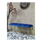 Metal Gold Tel Ayaklı 100 Cm Puf Bench - Puf - Bench - Oturak - Mutfak Oturağı - Antre Oturağı Mavi Renk 100 X 40 Boyut/Ebat