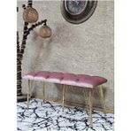Metal Gold Tel Ayaklı 100 cm Puf Bench - Puf - Bench - Oturak - Mutfak Oturağı - Antre Oturağı Pembe Renk 100 x 40 Boyut/ebat - Çok Renkli
