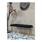 Metal Gold Tel Ayaklı 100 Cm Puf Bench - Puf - Bench - Oturak - Mutfak Oturağı - Antre Oturağı Siyah Renk 100 X 40 Boyut/Ebat