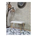 Metal Gold Tel Ayaklı 60 Cm Puf Bench - Puf - Bench - Oturak - Mutfak Oturağı - Antre Oturağı Krem Renk 60 X 40 Boyut/Ebat