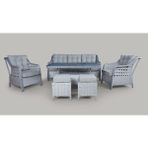 Metal Gövdeli 3+1+1+2puf+Masa Rattan Bahçe Balkon Mobilyası, 7 Kişilik Bahçe Takımı - Gri