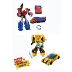 Metal Gövdeli Dönüşebilen Transformer Robot Bumblebe ve Optimus Prime Araba 2'li Set 20 cm