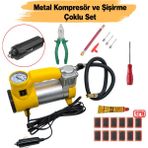 Metal Hava Kompresörü 150 Psı 12V Araç Tipi Çakmaklık Sibop Sökme Lastik Yapıştırma Solüsyon 5 Set