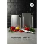 Metal Hayaller Kitchenpro Neo Paslanmaz Çelik Kesme Tahtası 2 Parça Set (Orta Boy - 26X34 cm / Büyük Boy - 29X38 Cm)