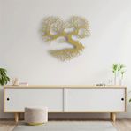 Metal Hayat Ağacı Kalp Duvar Sanatı, 24 x 24 inç, Doğa Duvar Heykeli, Modern Minimalist Dekor (Altın, 28x25 inç (70x63 cm), Boyutlar)