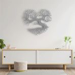 Metal Hayat Ağacı Kalp Duvar Sanatı, 24 x 24 inç, Doğa Duvar Heykeli, Modern Minimalist Dekor (Gümüş, 20x18in (50x45cm), Renkler)