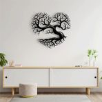 Metal Hayat Ağacı Kalp Duvar Sanatı, 24 x 24 inç, Doğa Duvar Heykeli, Modern Minimalist Dekor (Siyah, 28x25in (70x63cm), Renkler)