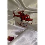 Metal Helikopter Dekoratif Maket El Yapımı Oyuncak Kırmızı Beyaz