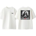 Metal Kadın Mumlar Tasarım Sırt Baskılı Pamuk Beyaz Oversize T-Shirt