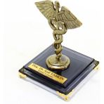 Metal Kadüse Antik Krom Kaplamalı (Caduceus) Tıp Sembolü - Doktorlar, Hemşireler, Fizik Tedavi Uzmanları, Eczacılar, Psikologlar/psikiyatristler, Veterinerler Için Tıbbi Dekoratif Obje ve Hediye - Gold