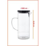Metal Kapaklı Çizgili Borosilikat Cam Isıya Dayanıklı Süzgeçli 1500 Ml Sürahi