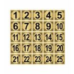 Metal Kapı,Masa,Dolap Numarası 20x20cm 25 adet (1..25) Altın Renk Metal