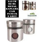 Metal Kaplama Cam Tuzluk Baharatlık 2 Adet 5cm Renk Tek Ebat Beden