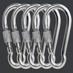 Metal Karabina, 8 mm, Vidalı Kapanış Mekanizması, 5 Adet