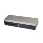 Metal Kasa Üst Metalik Alt Siyah Renk Para Çekmecesi Ayarlanabilir 5 Banknot 8 Bozuk Para Haznesi 46X17 Inox-Eco-Europe 10 Cm Rj11 - 24 V - 2 Pozis