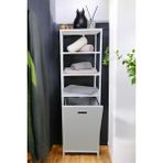 Metal Kirli Sepetli 4 Raflı Çamaşır Sepeti Beyaz HMRS-015 - Acorn