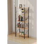 Metal Kitaplık 5 Raflı Çok Amaçlı Dosya Kitap Rafı Ofis Salon Raf 150 Cm Çam