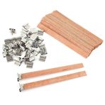 Metal Klipsli 50 Ahşap Mum Fitili, Diy Mum Yapımı Projeleri İçin Çapraz Şekilli Fitiller